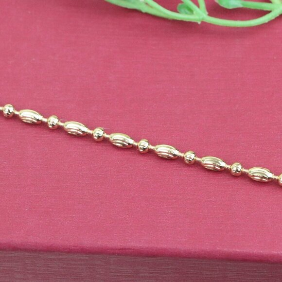 "Elegant Rose Gold Textured Oval Bead Bracelet with Chain Extender, XPBL1140 - Picture 9 of 12